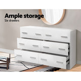 White 6-drawer Melamine Lowboy