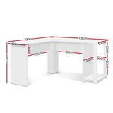 Computer Desk Shelf L-Shape White