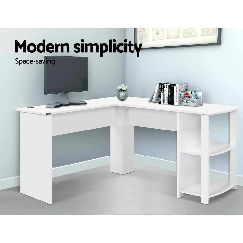 Computer Desk Shelf L-Shape White