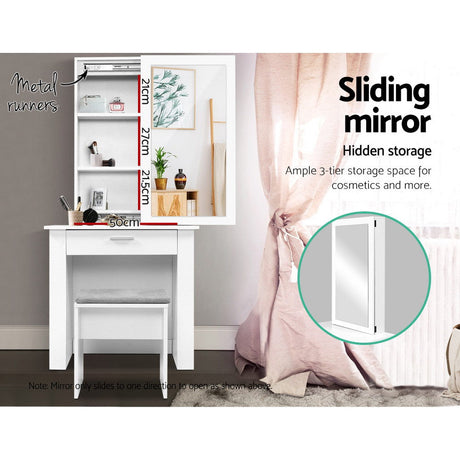 Dressing Table Set White With Face Level Storage
