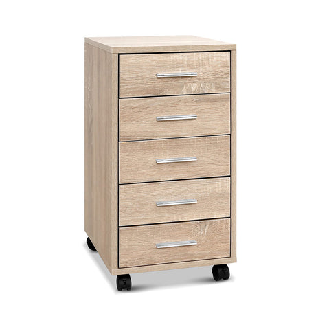 Filing Cabinet Wood Melamine 5 Drawer Metal Handles