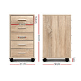 Filing Cabinet Wood Melamine 5 Drawer Metal Handles