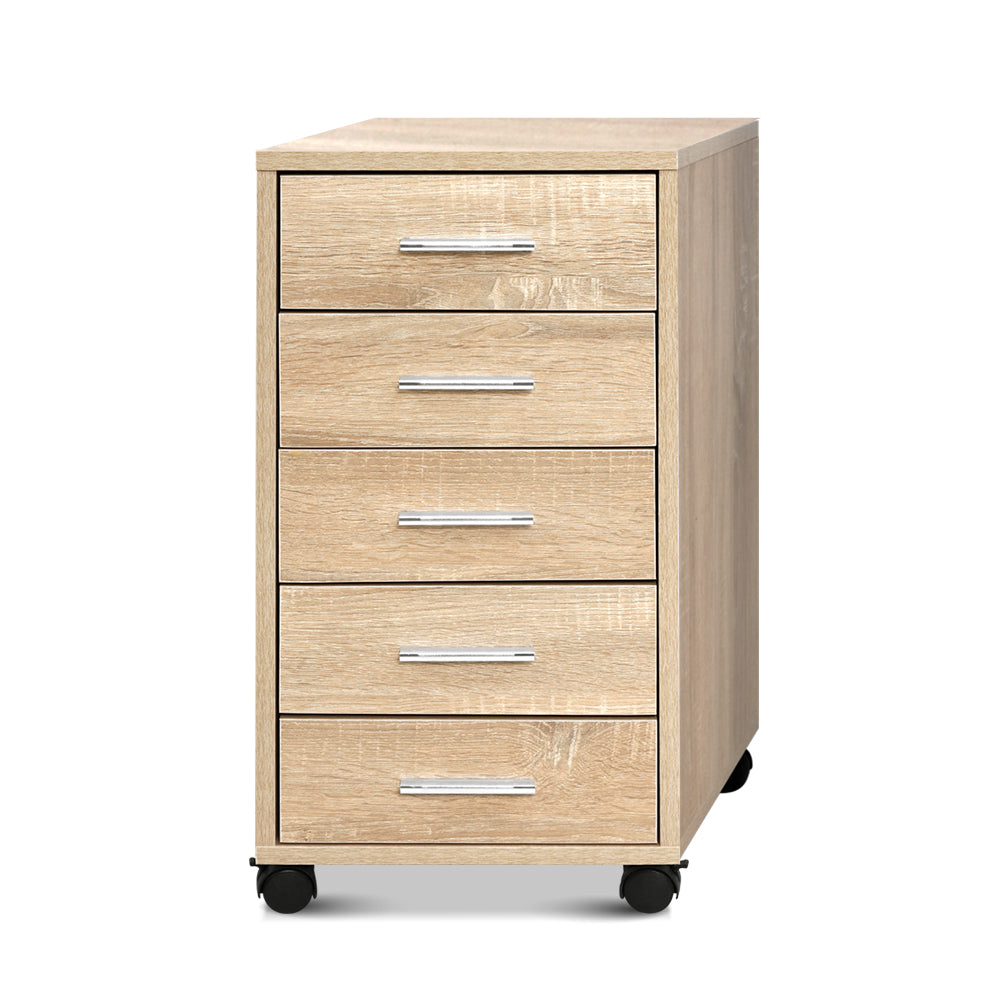 Filing Cabinet Wood Melamine 5 Drawer Metal Handles