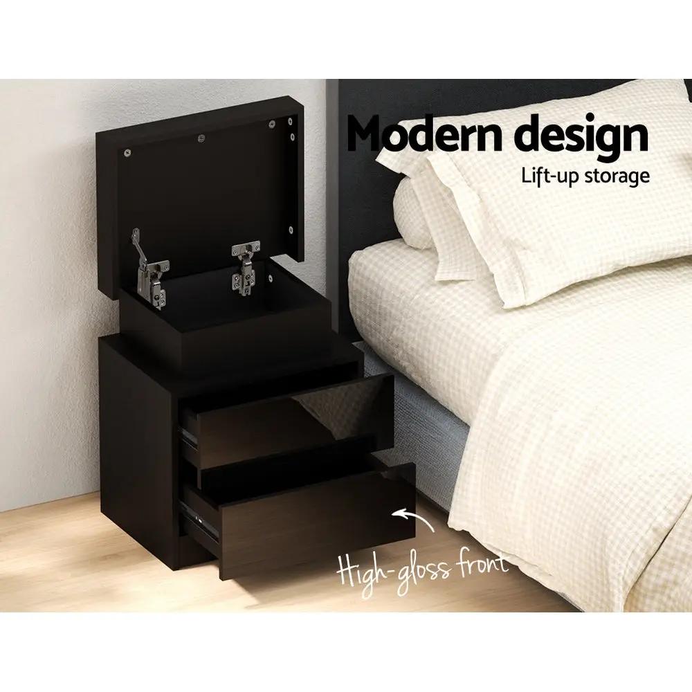 Black LED Bedside Table