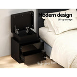 Black LED Bedside Table