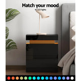 Black LED Bedside Table