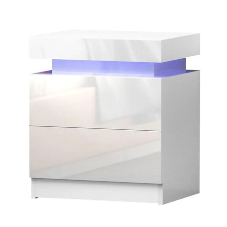 White LED Bedside Table