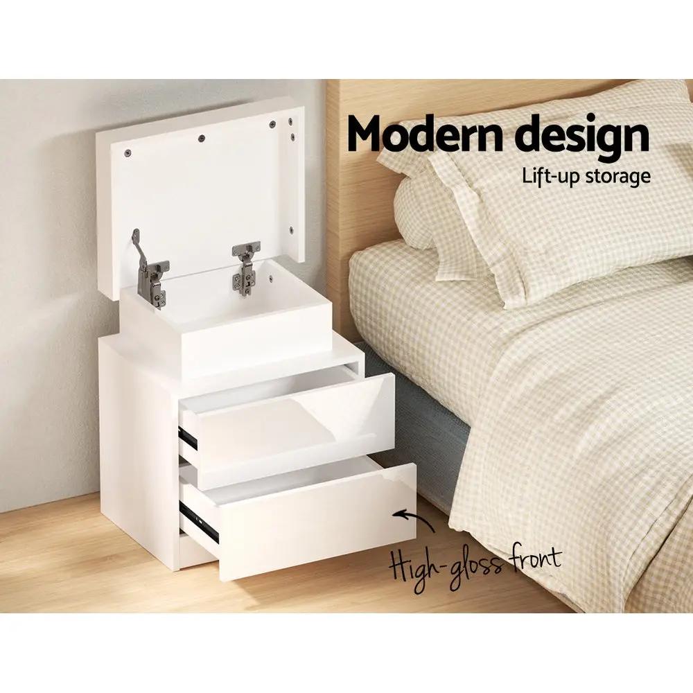 White LED Bedside Table