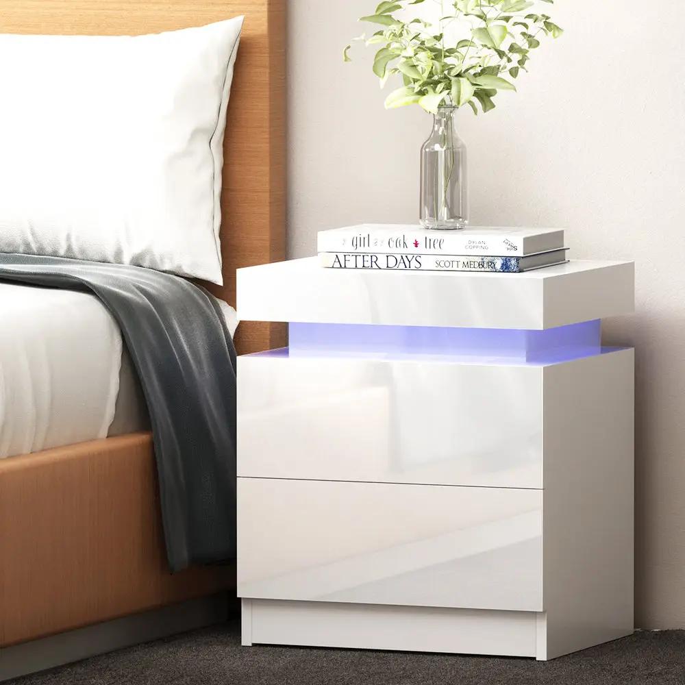 White LED Bedside Table
