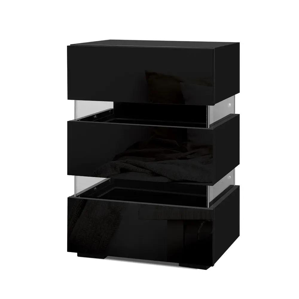 Customisable LED Black Bedside Table