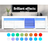 Entertainment Unit TV Cabinet Customisable RGB LED Light 180cm White