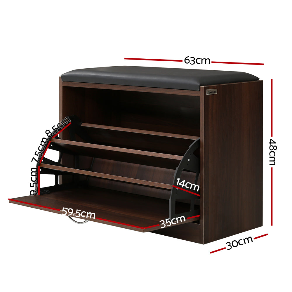 Shoe Storage Bench Walnut - Upto 15 Pairs