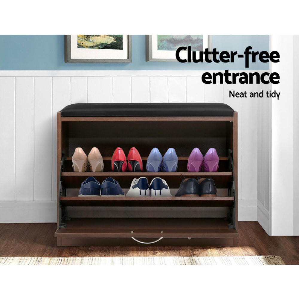 Shoe Storage Bench Walnut - Upto 15 Pairs