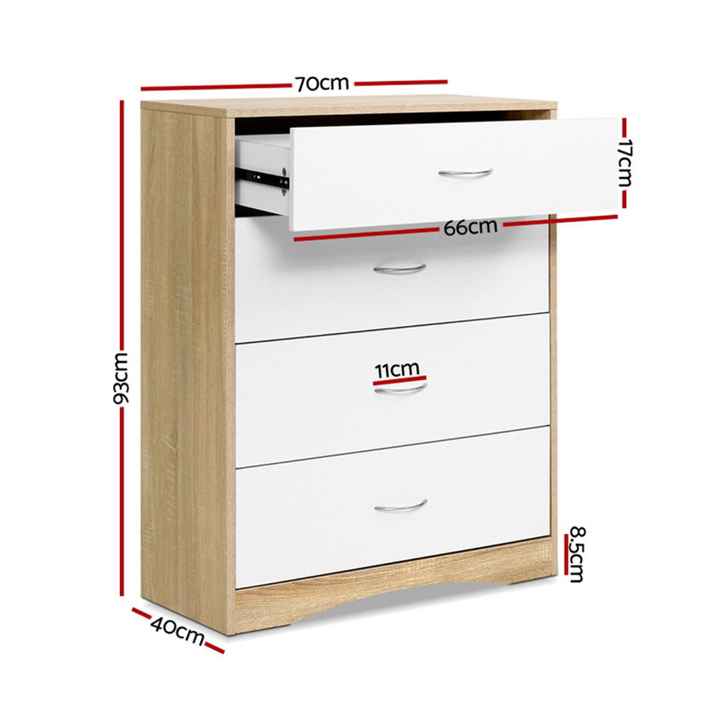 white and Natural two tone chest of drawers