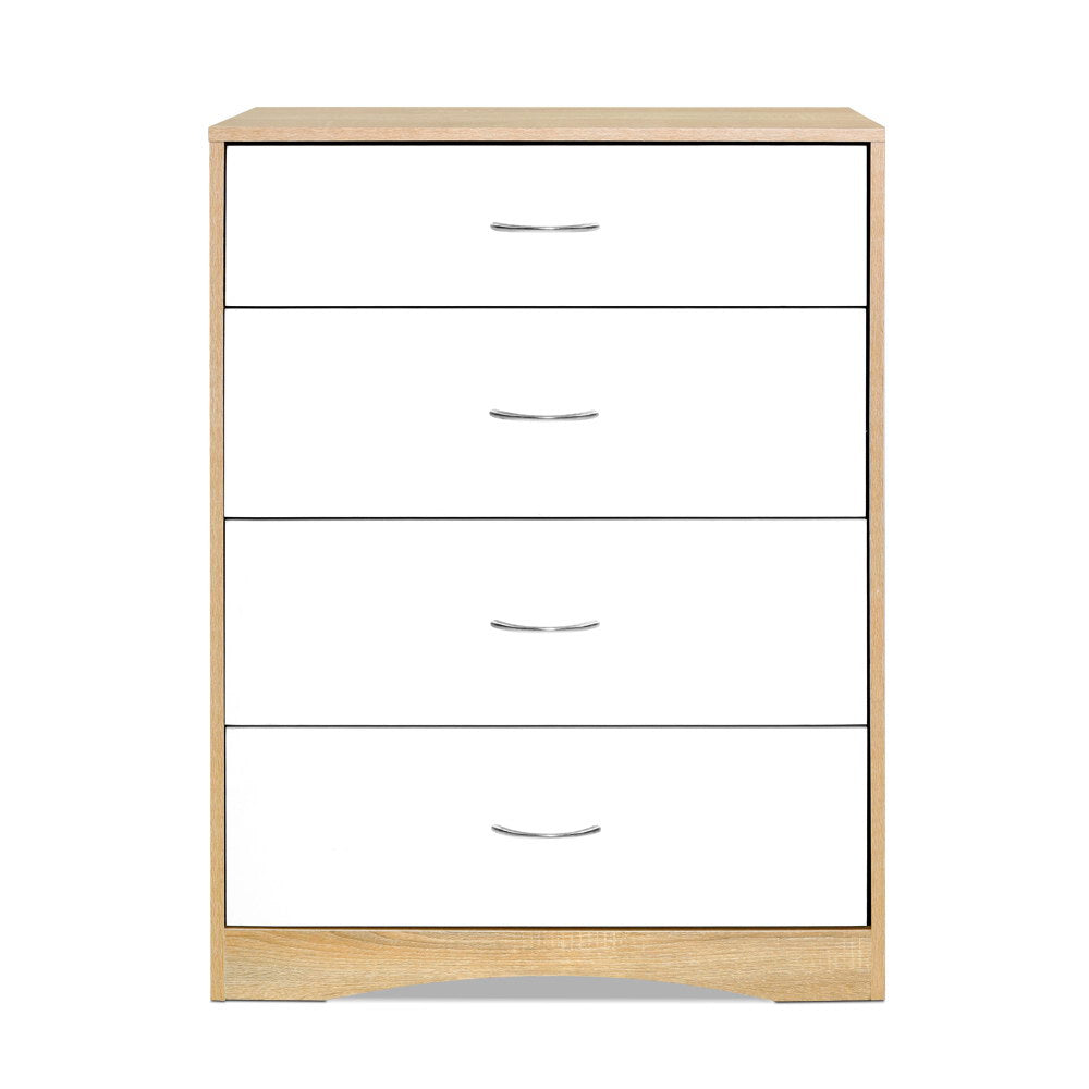 white and Natural two tone chest of drawers