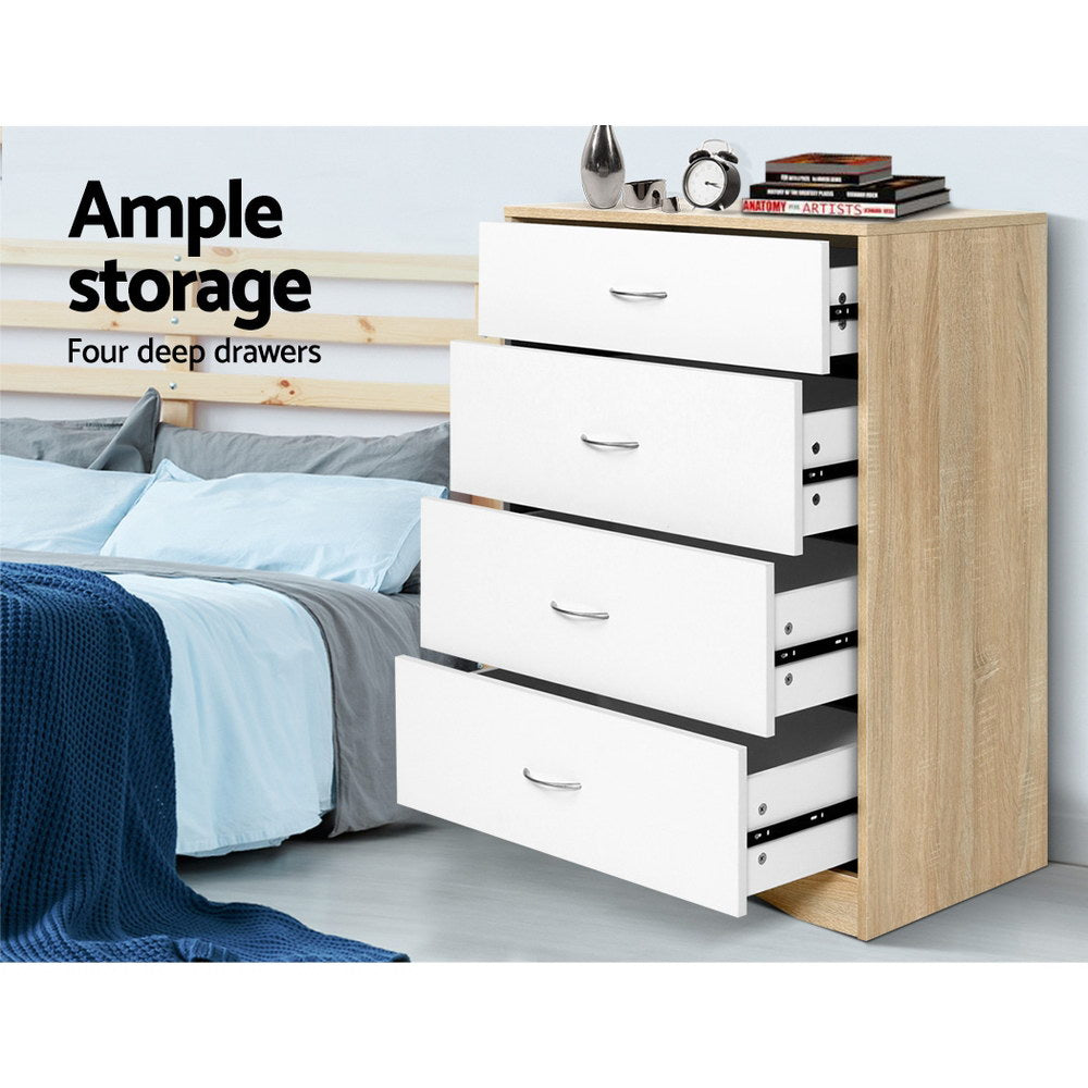 white and Natural two tone chest of drawers