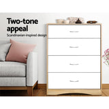 white and Natural two tone chest of drawers