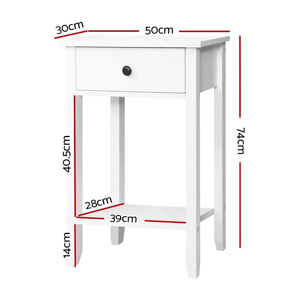 White Single Drawer Bedside Table