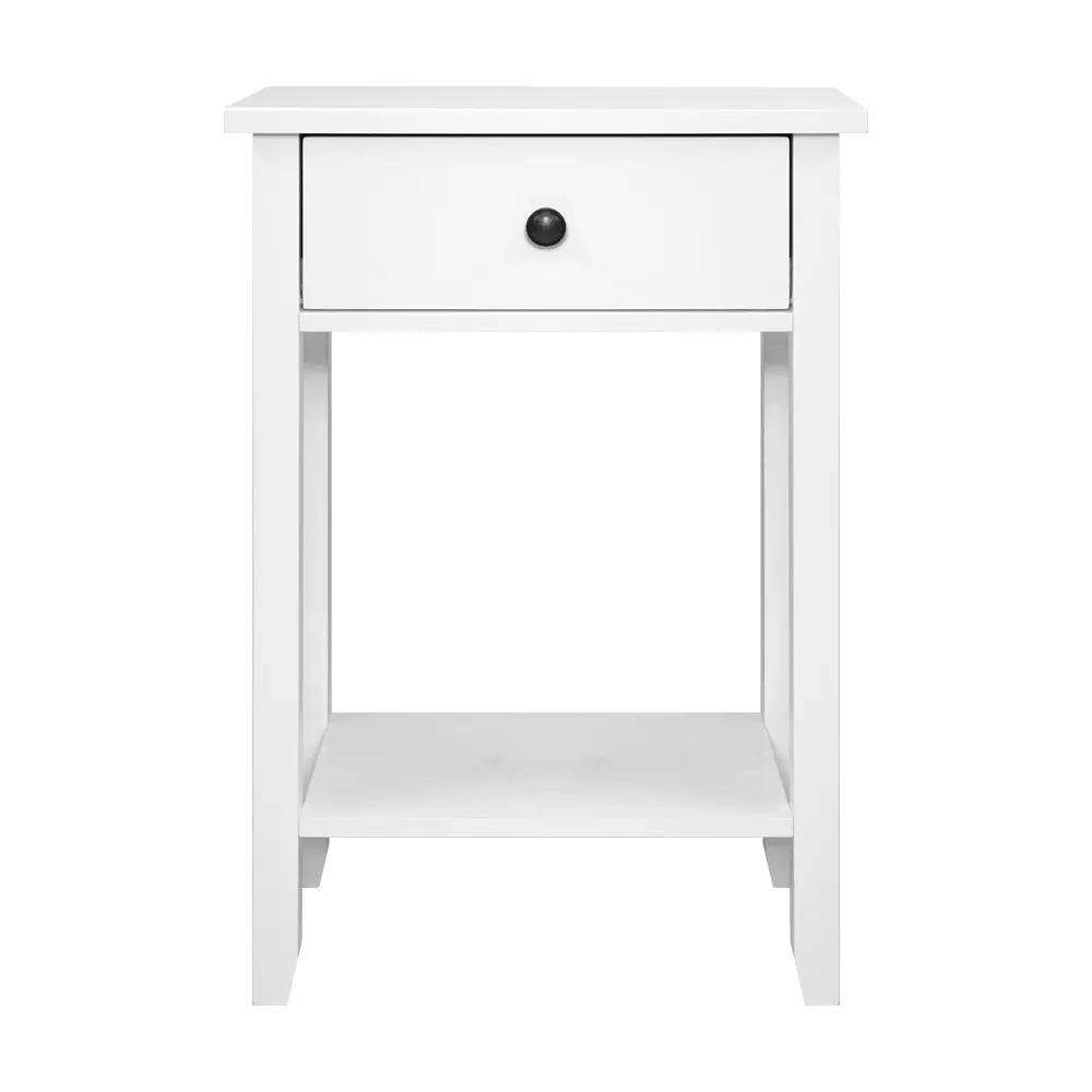 White Single Drawer Bedside Table