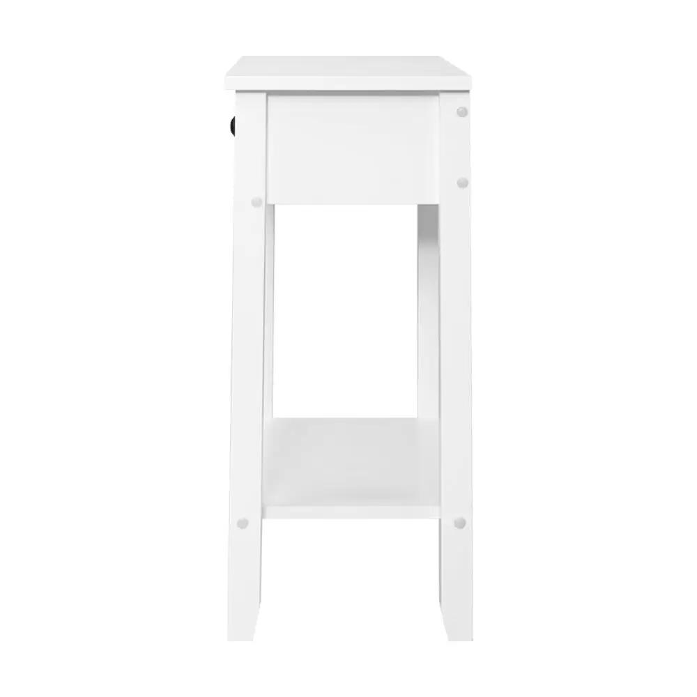 White Single Drawer Bedside Table