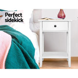 White Single Drawer Bedside Table