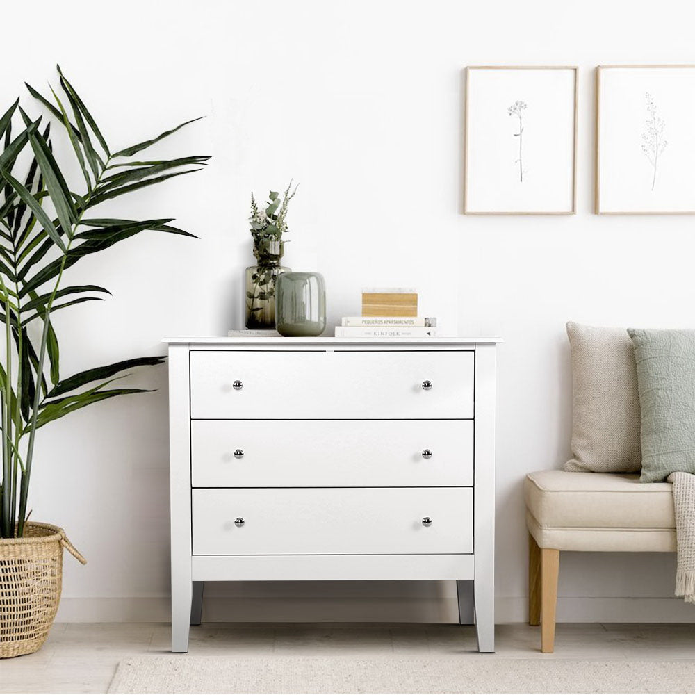 white 3 drawers chest of drawers