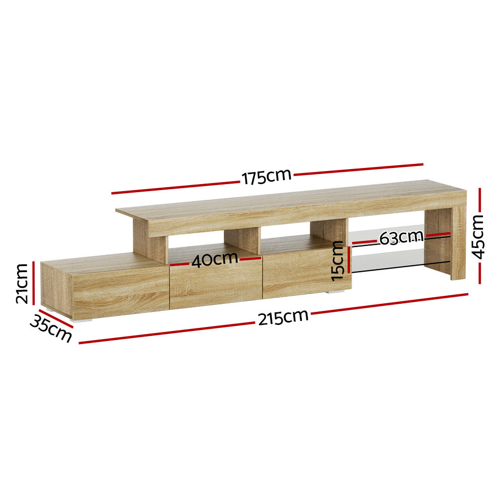 Entertainment Unit TV Cabinet RGB LED lighting 215cm Wood