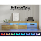 Entertainment Unit TV Cabinet RGB LED lighting 215cm Wood