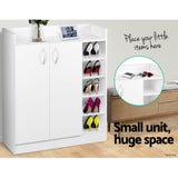 2 Doors Shoe Cabinet Storage Cupboard - White