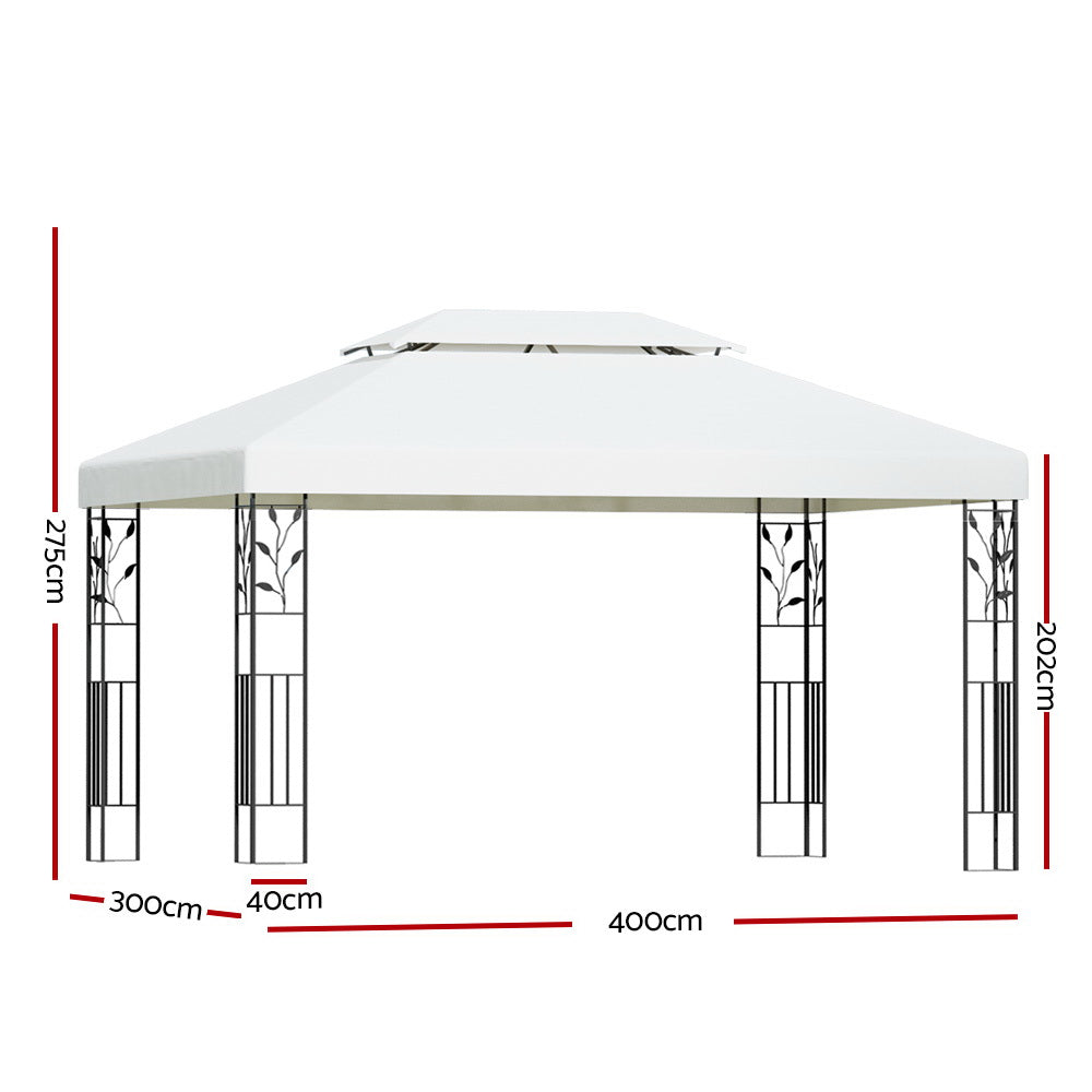 Instahut Gazebo 4x3m Marquee Outdoor Wedding Party Event Tent Home Iron Art Shade White