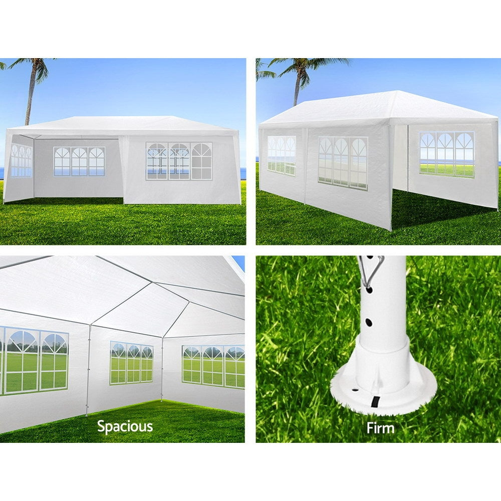 Instahut Gazebo 3x6m Marquee Wedding Party Tent Outdoor Camping Side Wall Canopy 4 Panel White