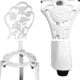 Gardeon 3PC Outdoor Setting Bistro Set Chairs Table Cast Aluminum Patio Furniture Rose White