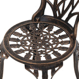 Gardeon 3PC Outdoor Setting Bistro Set Chairs Table Cast Aluminum Patio Furniture Tulip Bronze