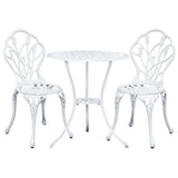 Gardeon 3PC Outdoor Setting Bistro Set Chairs Table Cast Aluminum Patio Furniture Tulip White