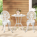 Gardeon 3PC Patio Furniture Outdoor Bistro Set Dining Chairs Aluminium White