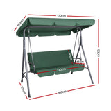 Gardeon Outdoor Swing Chair Garden Bench Furniture Canopy 3 Seater Green