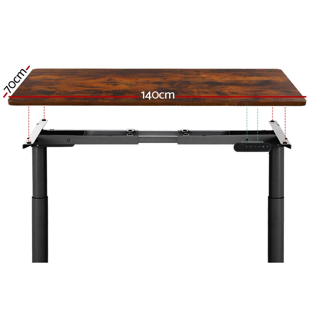 Standing Desk Motorised Black & Rustic Brown