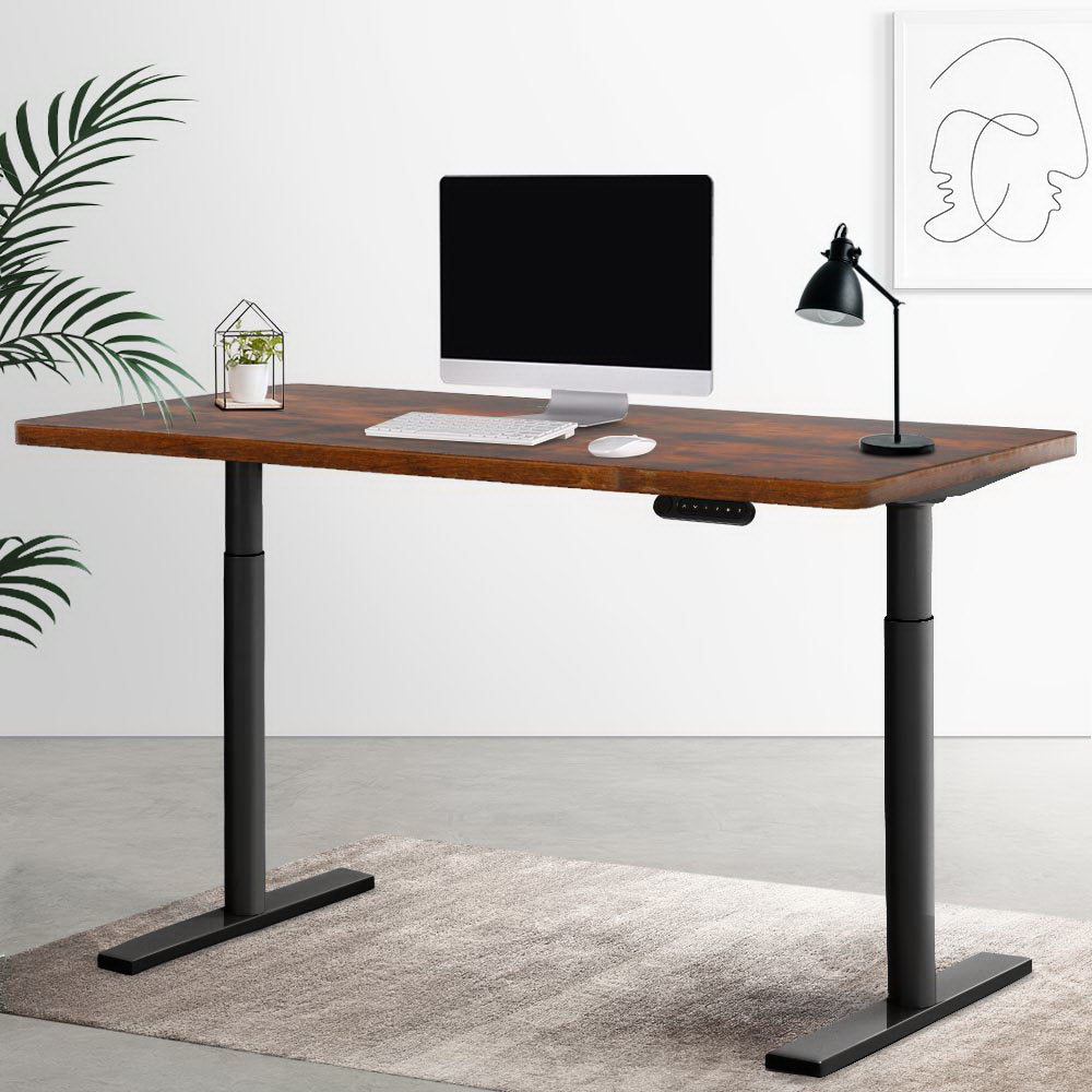 Standing Desk Motorised Black & Rustic Brown