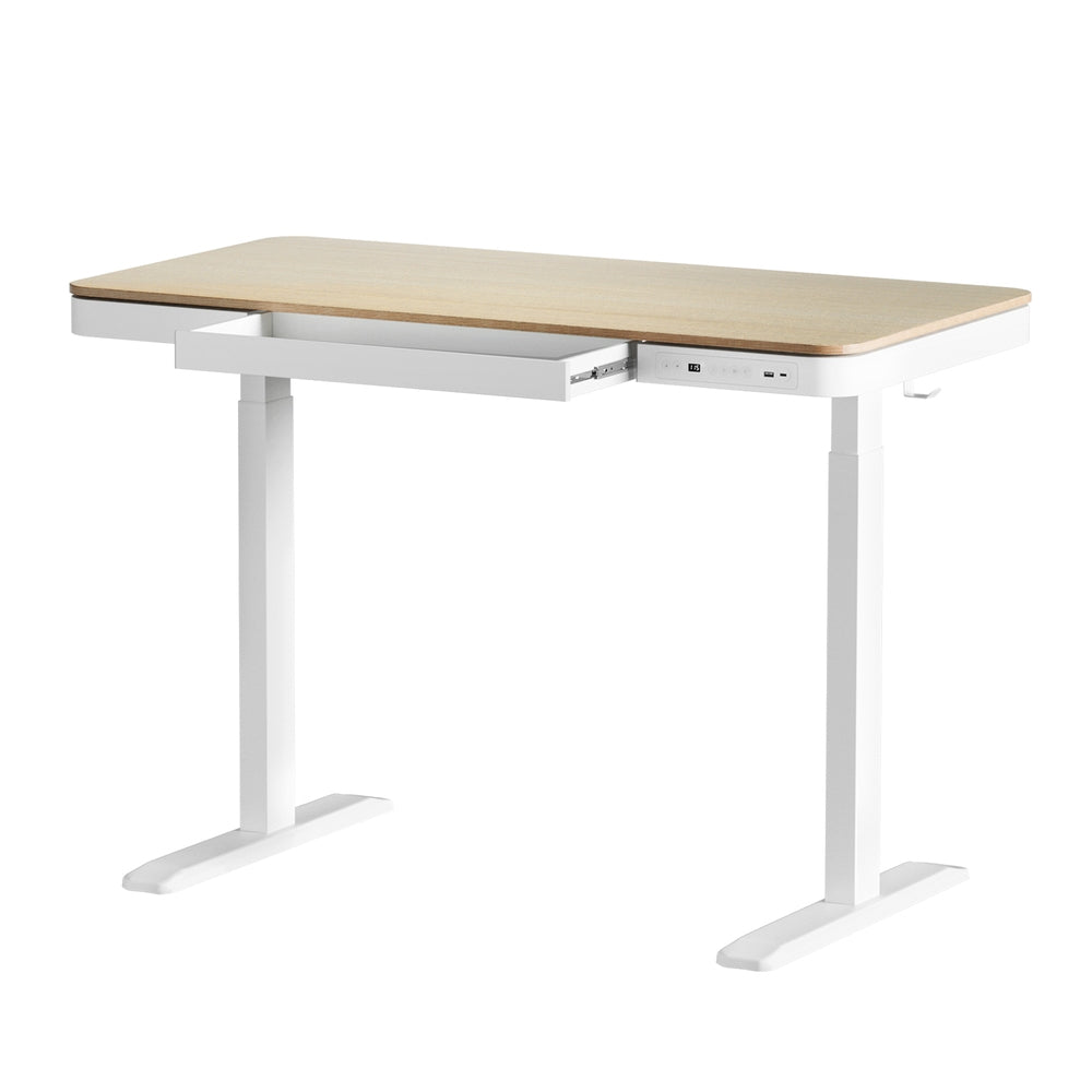 Sit Stand Desk White & Oak