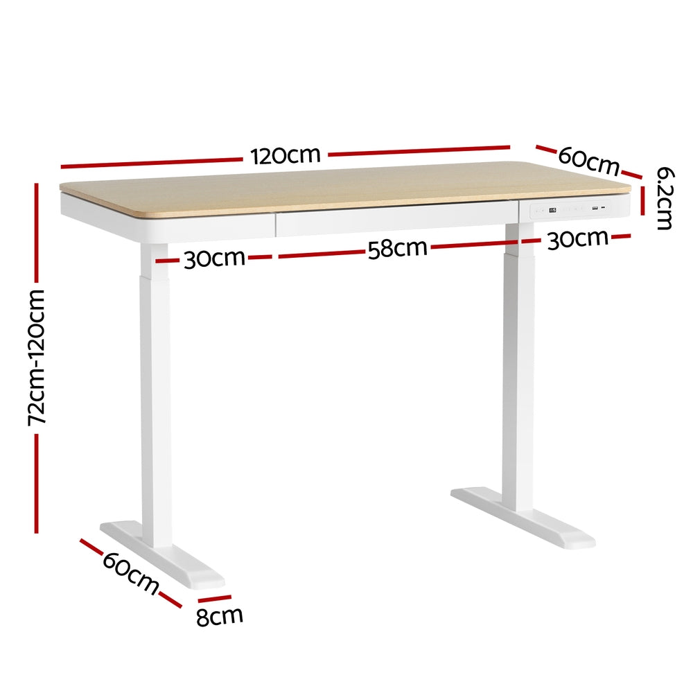 Sit Stand Desk White & Oak