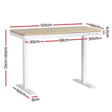 Sit Stand Desk White & Oak