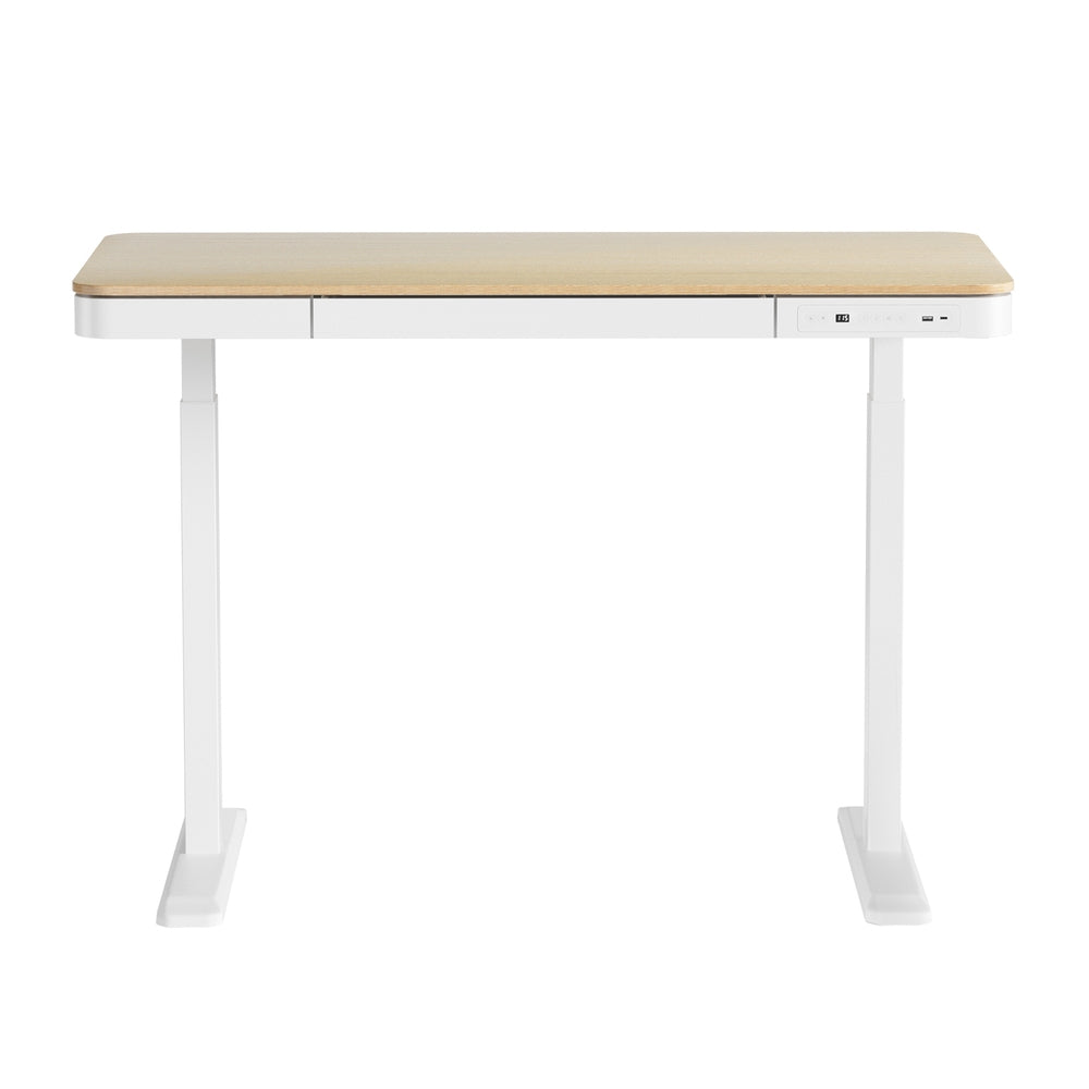 Sit Stand Desk White & Oak