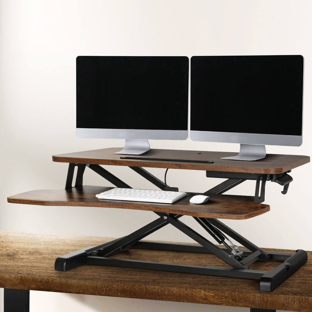 Adjustable Desk Riser Rustic Brown