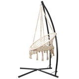 Gardeon Hammock Chair with Steel Stand Macrame Outdoor Swinging Cream