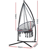 Gardeon Hammock Chair with Steel Stand Macrame Outdoor Swinging Grey