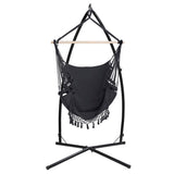 Gardeon Hammock Chair with Steel Stand Hanging Outdoor Tassel Grey