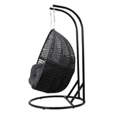 Gardeon Outdoor Egg Swing Chair Hanging Pod Chair Wicker Cushion 2 Person Grey