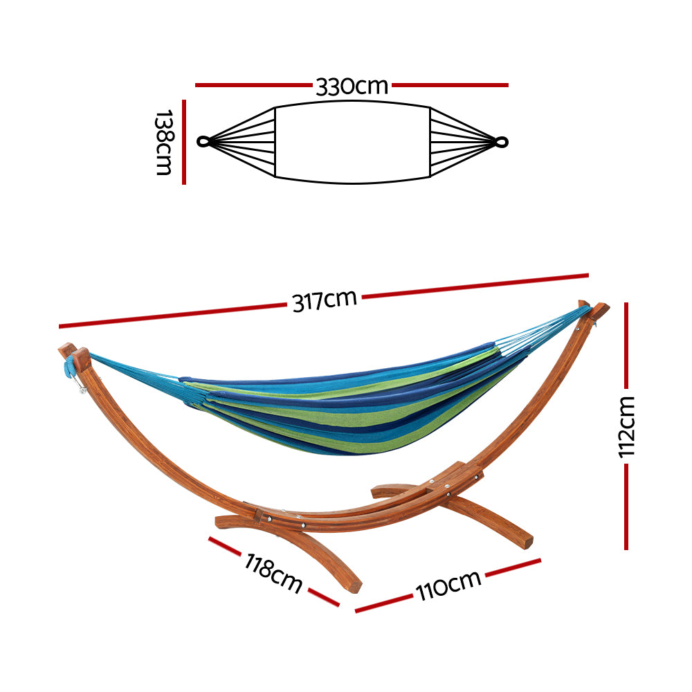 Gardeon Hammock Bed Outdoor Camping Timber Hammock Wooden Stand