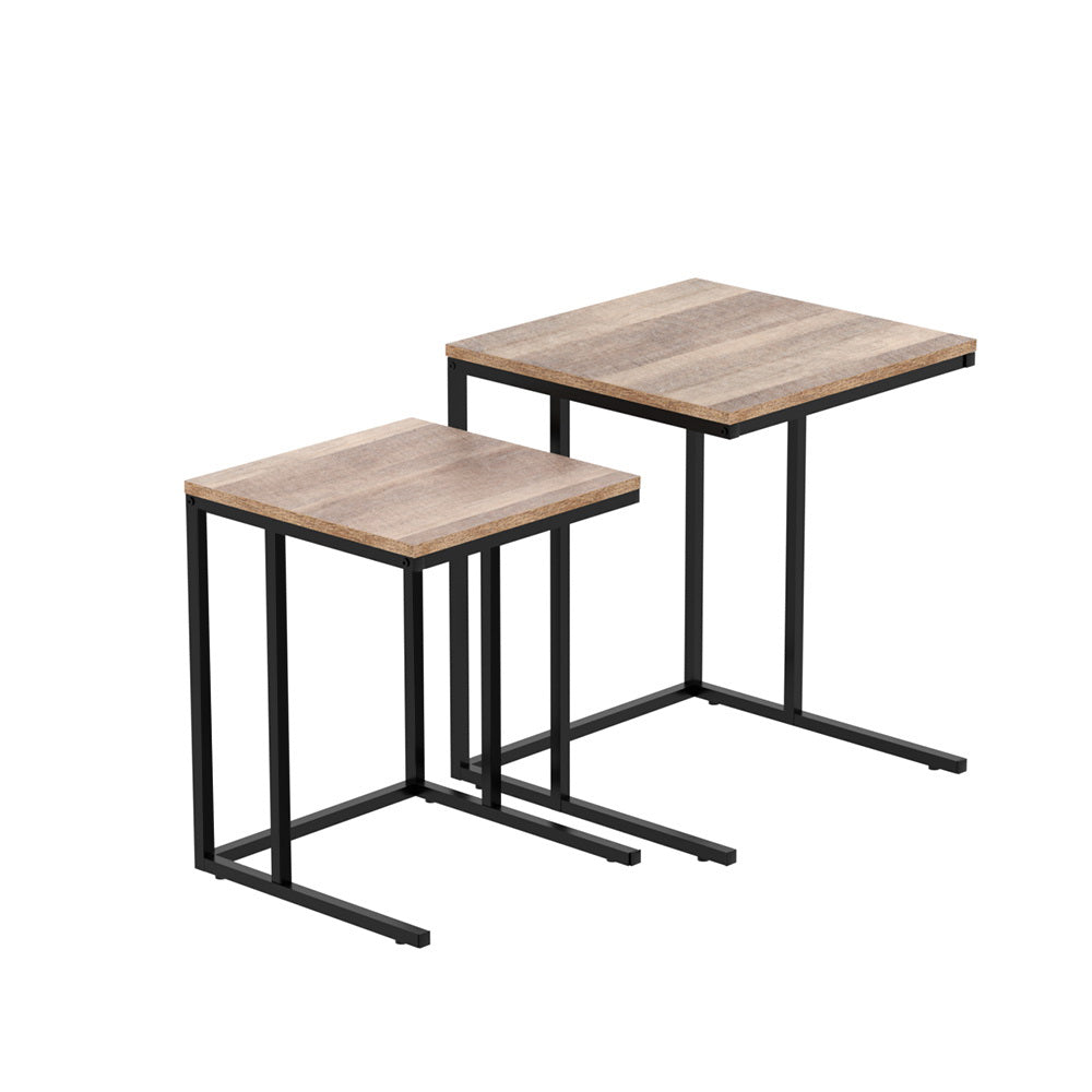 Dark Wood Nesting Side Table Set