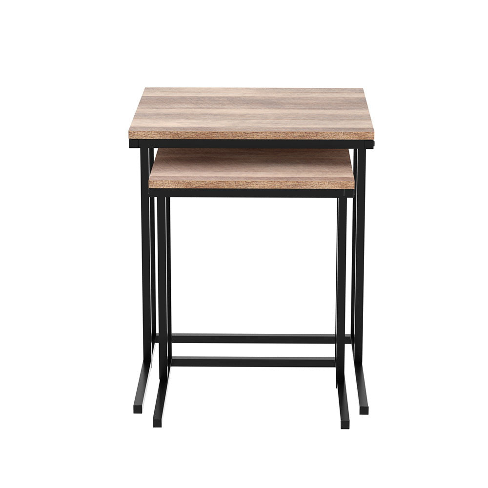 Dark Wood Nesting Side Table Set